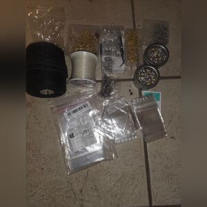 Huge Jewelry Making Lot Stretch Cord, Bracelet Cord, Spacer Beads, Kilt Pins